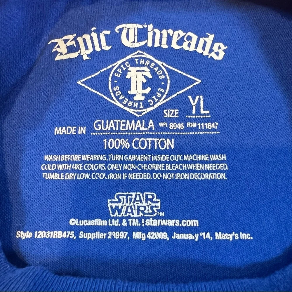 Star Wars Kids Royal Blue Graphic Short Sleeve T-Shirt | Size Youth Large